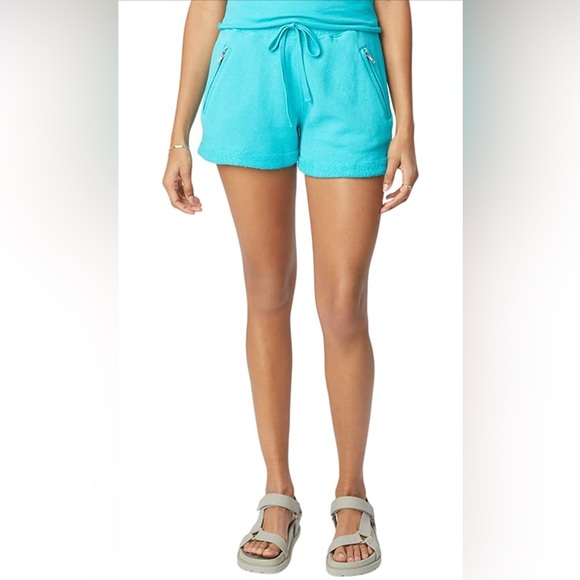 NWT (S) Bandier x Sincerely Jules The Juniper Sweat Shorts Aqua - Picture 2 of 6